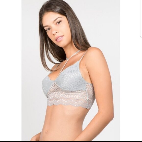 Anemone long line lace choker bralette ivory S/M M/L - Picture 5 of 6